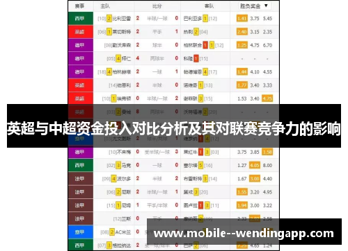 英超与中超资金投入对比分析及其对联赛竞争力的影响 英超与中超资金投入对比分析及其对联赛竞争力的影响